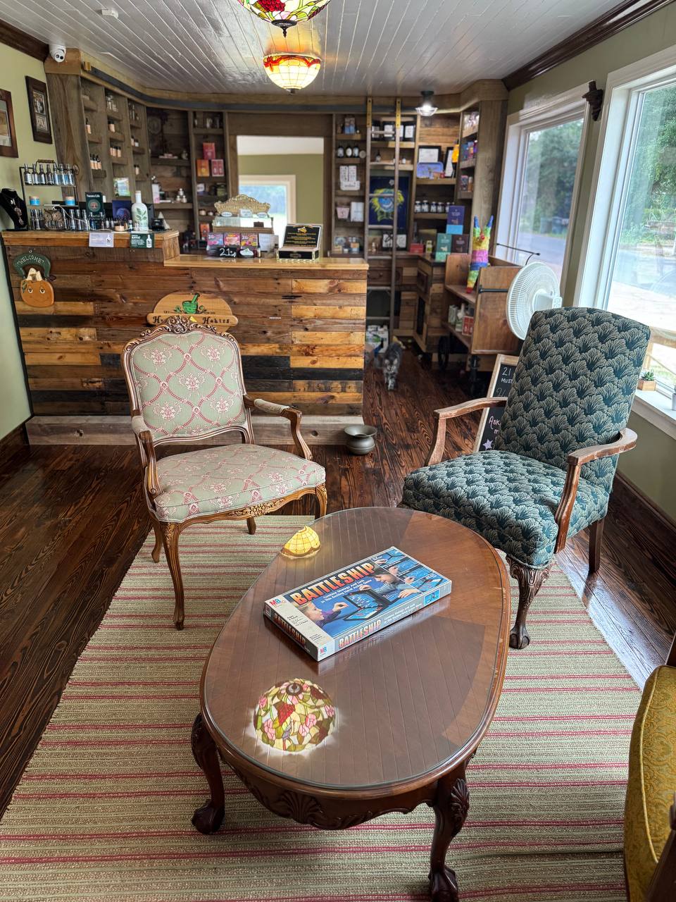 Cozy seating area at Healthy Habits Apothecary